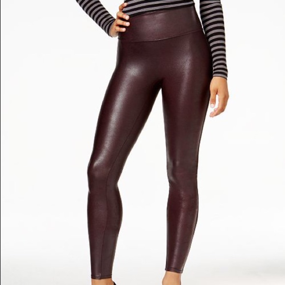 Spanx Faux Leather legging wine
